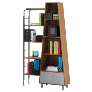 Micasa 4-Tier 1-Cabinet Footed Bookshelf Brown and White Micasa 4-Tier 1-Cabinet Footed Bookshelf Brown and White